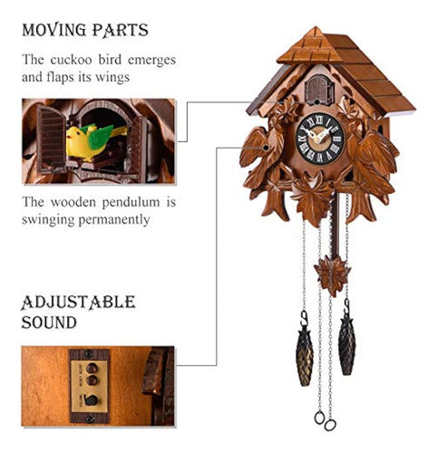 TIMEGEAR Cuckoo Clock with Night Mode, Quartz Movement and Decor 1