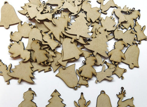 20 Figuras Navidad + Arbolito Con Base Fibrofacil 10cm Mdf 5