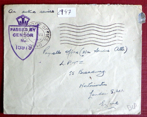 Inglaterra, Sobre Censura Inglesa Wwii 1945 L8095 0