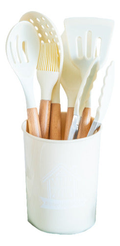 Generic Cream Plastic Utensil Holder 15.5x12cm 0