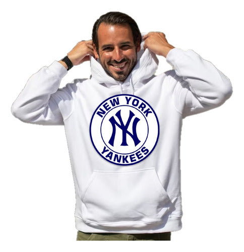 New York Yankees Hoodie - White Hoodie - Unisex - Kangaroo Pocket 0
