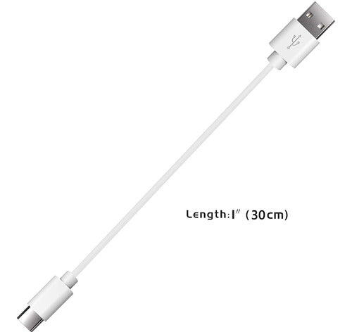 Geekria Type-C Earbuds Short Charger Cable, USB-A to USB-C, 30cm/White 2