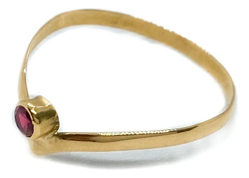 Joyería MDiFerdinando Anillo Solitario Minimalista Pico En V Con Rubí Oro 18k T:19 1