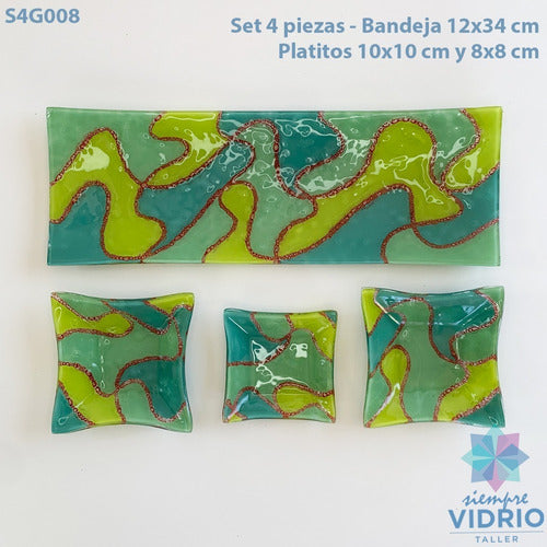 Handcrafted Vitrofusion Set of 4 Snack Trays 3