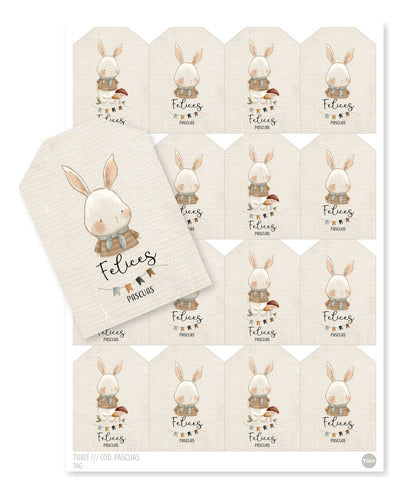 Printable Rabbit Happy Easter Tag Cards TuKit 0