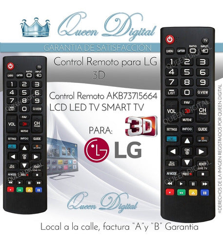 Remote Control for LG Smart TV 3D Replaces AKB73715664 1