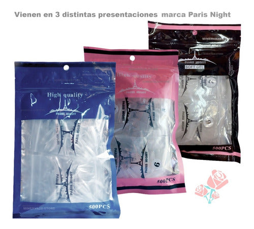 Paris Night Tips Nails Paris Night X500 Soft Gel, Press On Coffin Bolsa 2