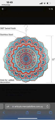 Mandala 3D Acero Inoxidable Giratoria Para Jardín 30 Cm Diá 4