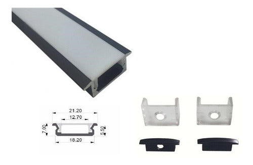 Perfil Aluminio Negro Para Led 2835 5050 5630 1mts Oferta! 0