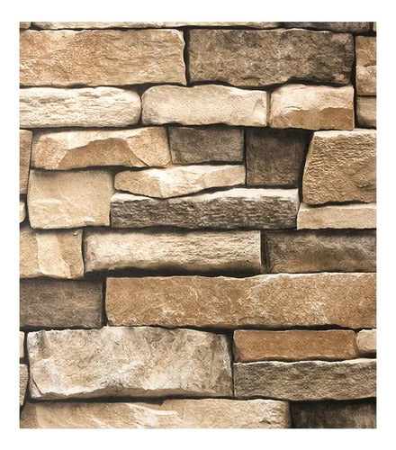 Le Monde Brown Rustic Stone Effect Adhesive Vinyl Wallpaper 0