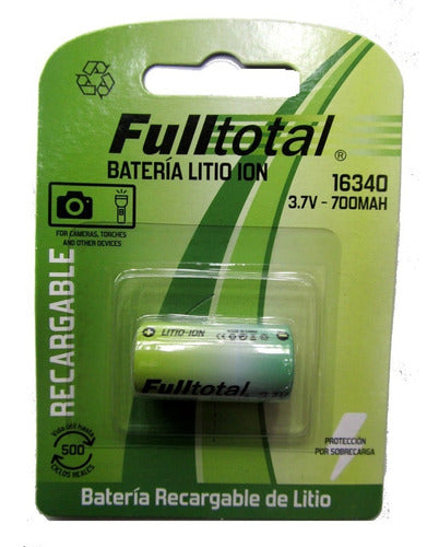 Fulltotal Cr123A 3.7V 700mAh Lithium Rechargeable Battery 16340 0