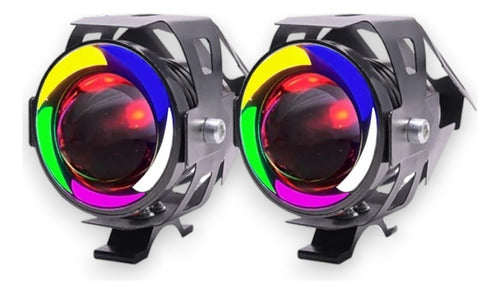 Lux Led U7 Multi Proyector Lens Flash Motorcycle Angel Eye Light Kit - Set of 2 0