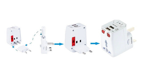 Adaptador Universal Treqa Para Viaje Con 2 Usb 2