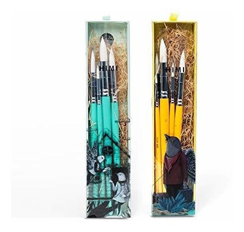 HIMI Set of 5 Gouache Watercolor Brushes - Yellow 7