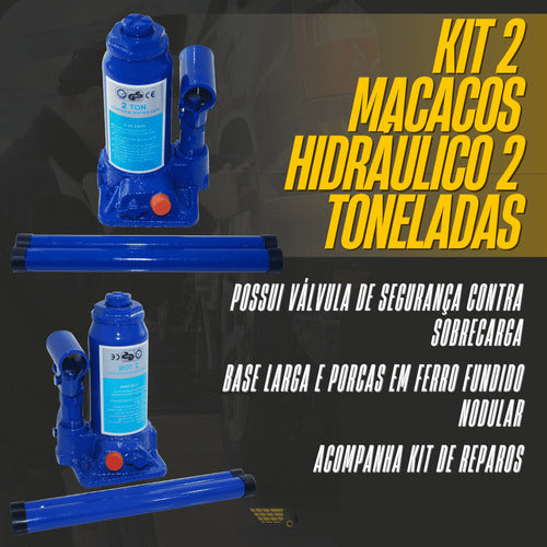 Macaco Garrafa Hidráulico 2 Toneladas Kit 2 1