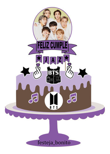 Festejá Bonito Cake Topper - Adorno Para Torta - BTS - Personalizado 0