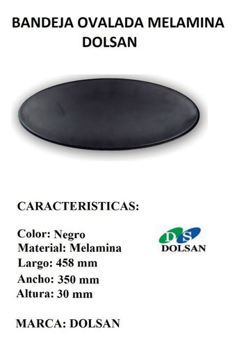 Bandeja Plato Melamina Negra 45,8 X 35 Cm Dolsan Ds6933 1