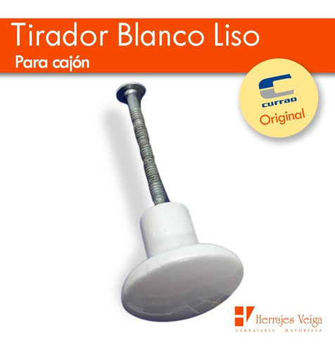 Tirador Blanco Liso Currao Cocina Cajón Mueble 1