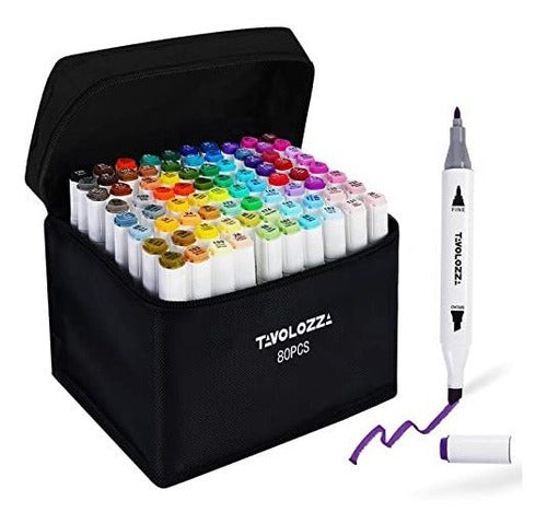 Tavolozza Professional Double Point Chisel Color Markers Set of 80 0