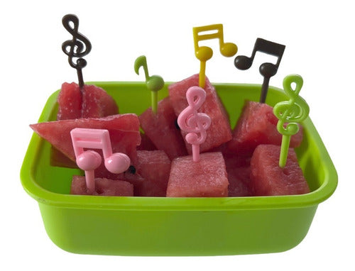 Kit 16 Palitinhos Espeto Notas Musicais Petisco Fruta Queijo 4