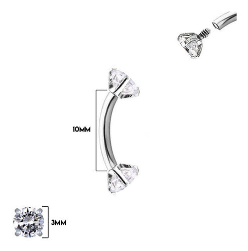 Modlover Barbell Curvo Con Zirconia Engarzada Ideal Ceja Daith Rook 3