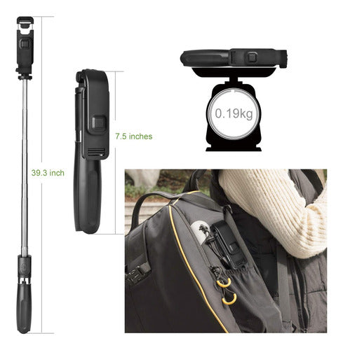 USTINE Trípode Selfie Stick, Bluetooth Selfie Stick Extensible Con 6