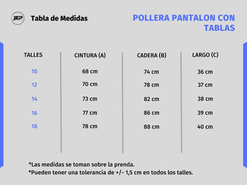 Jep Soluciones Textiles Pollera Pantalon Verde C/tabla Arciel Talle 10 Al 18 3