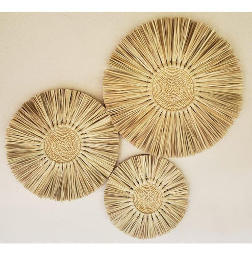 Mandalas De Palha Decoração De Parede Artesanais Boho 3 Pças 1