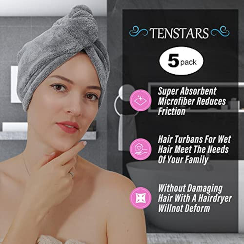 Tenstars Thick Microfiber Towel Set for Women - 5 Pack 1