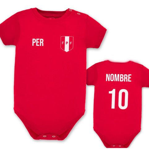 Baby Red Cotton T-Shirt Peru Soccer Team Jersey Customized Name and Number 0