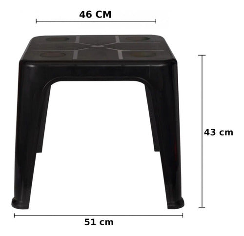 Kit 10 Mesas De Apoio Plástica Multiuso Preta / Porta-copos 3