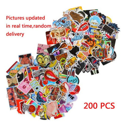 200pcs Skateboard Stickers Graffiti Portátil Etiqueta Equipa 4