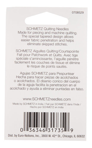 Schmetz 5 Quilting Needles Size 11/75 1