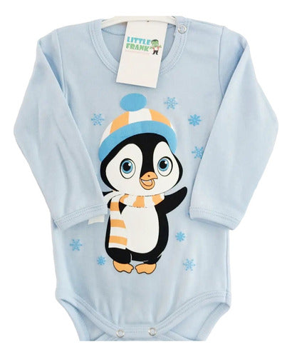 Premium Cotton Long Sleeve Baby Bodysuit - Penguin Design 0