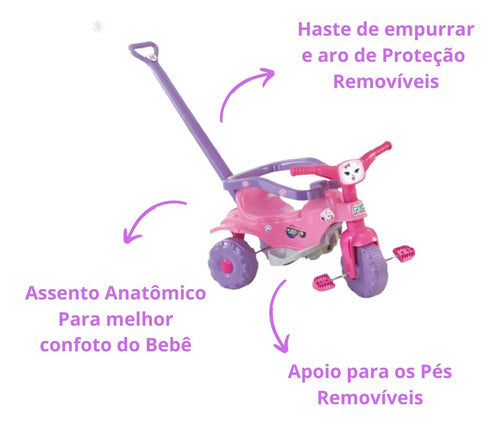 Triciclo Totoka Menina Carrinho De Passeio Infantil Completo 1