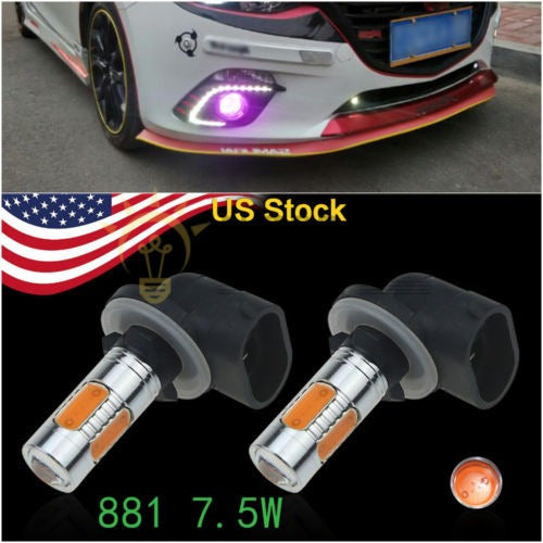 High Power 7.5W 2 X 881 Purple-Pink COB LED Bulbs for Car Fog Lights 1