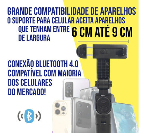 Pau De Selfie Celular 360º Controle Bluetooth Tripé 3 Em 1 3