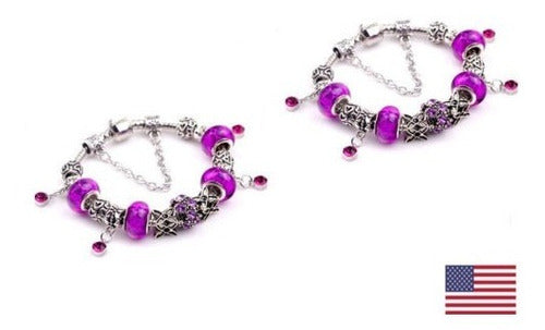 Corazón Regalo Grano Bracelet De Las Mujeres 925 Plata Crista 3