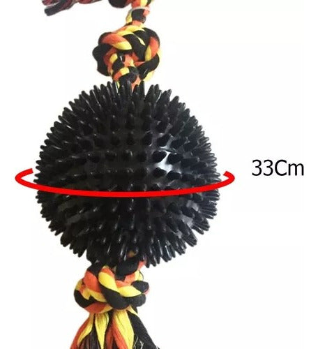 Pet Toy Set Black Ball Rope Puller 3 Knots Large 3