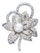 Schein Silver-Plated Bijou Brooch with Clear Crystals, Flower Shape 0