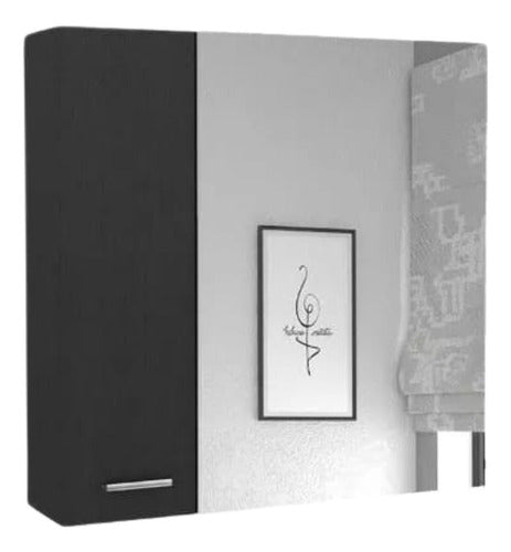 Colosal Amoblamientos Black Bathroom Cabinet with Mirror, 2 Doors and Shelves 0