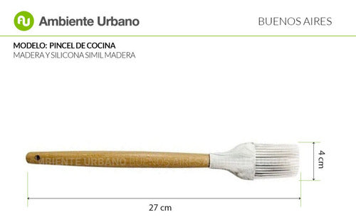 Ambiente Urbano Silicone Kitchen Brush Marble Pattern Wooden Handle 27x4 5