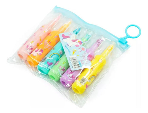 MegaShop 6 Fluorescent Highlighters in Bottle Shape with Easy-Zip Bag 4