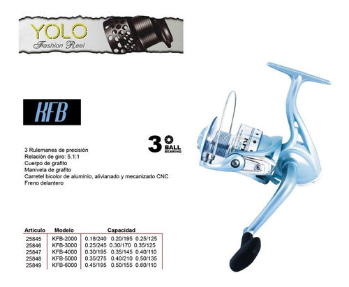 Yolo KFB 3000 Spinning Reel with Front Drag and 3 Bearings 1