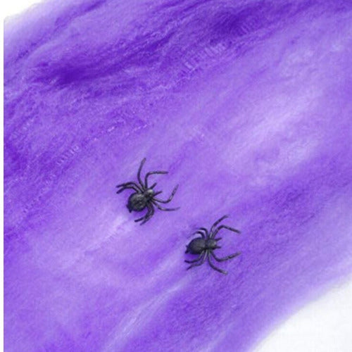 Juanalalo Cotillon Violeta Spider Web with 2 Large Spiders for Halloween 20 Gr 1