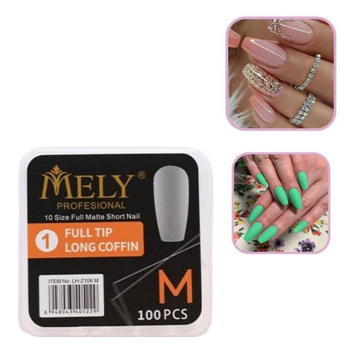 Mely Long Coffin Tips for Soft Gel and Press On - 100 Pcs 6