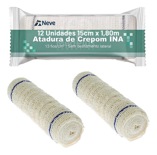 Atadura Crepe Crepom 13 Fios 15cm X 1,80 Metros 12 Unidades 0