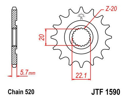 Piñon Yamaha Jt 1590.13 Yz 125 - 250 Wr 250 - 13dientes- Bmm 1