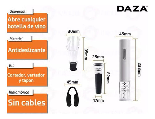 Daza Set Sacacorchos Automatico Electr Abridor Destapador Vino 1