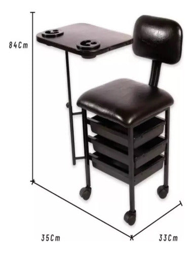 Banqueta Manicure Nail Table Tipo Pupitre Para Manicuría Con Respaldo Y Cajones 1